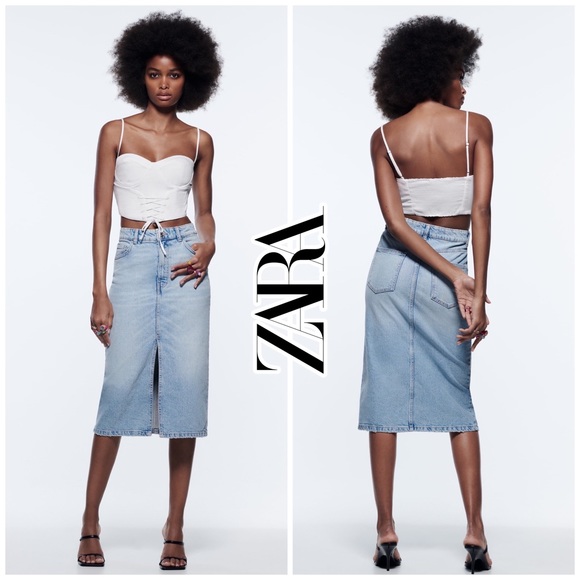Zara Dresses & Skirts - 🆕 ZARA • Denim Midi Skirt - Size Medium